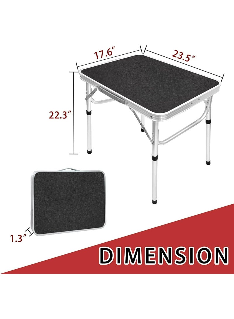 OHAHO Folding Table, Portable Lightweight Folding Camping Table, Aluminum Small Folding Table Portable with Handle, Adjustable Height for Picnic, Party, BBQ, Black - Image 2